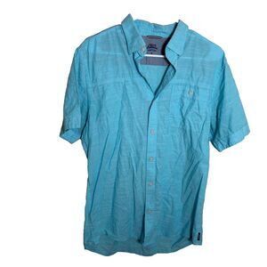 Izod Saltwater Shirt Men's Medium Blue Short Sleeve Button-Up Lightweight